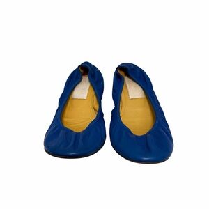 Lanvin Solid Royal Blue Leather Flats